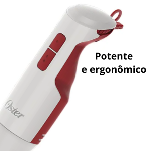 Imagem da parte superior do mixer da Oster mostrando a ergonomia do aparelho, prático e funcional.