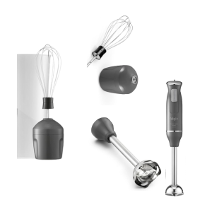 Imagem com acess&oacute;rios do mixer Elgin Batedor de claras e massas leves mais o misturador em l&acirc;minas de inox. E tamb&eacute;m com link de onde encontrar esse produto.