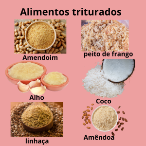 Imagens demonstrados produtos picados com o picador do 3 em 1.
