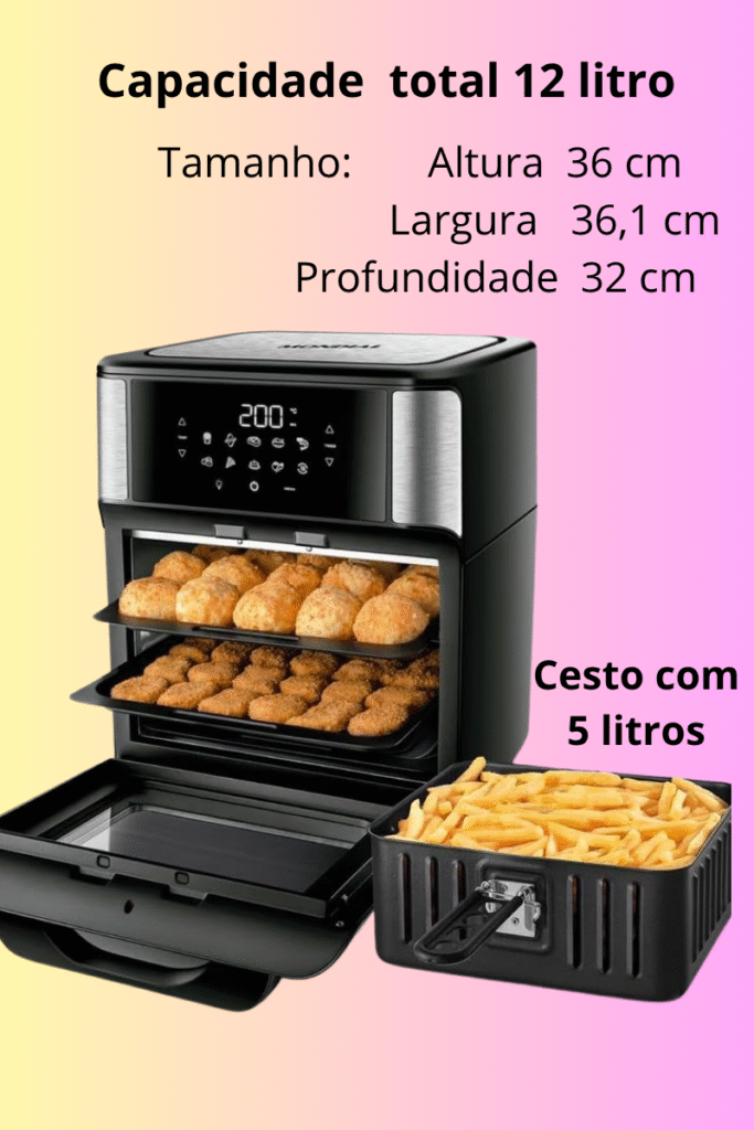 Imagem da Vitrine Loja da Cozinha. Mostrando uma Fritadeira sem Oléo com capacidade de 12 litros da Mondial. Ótimo custo benefício. Forno e fritadeira sem óleo em uma só peça.