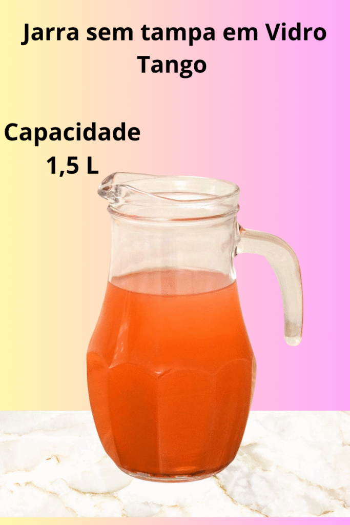 Imagem de Jarra de vidro Tango.
Vidro grosso, resistente.
Uma das mais vendidas por ter um valor acessível. Capacidade 1,5 Lt.