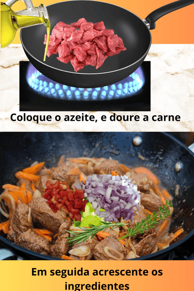 Imagem mostrando modo de fazer o caldo para a receita peruana.