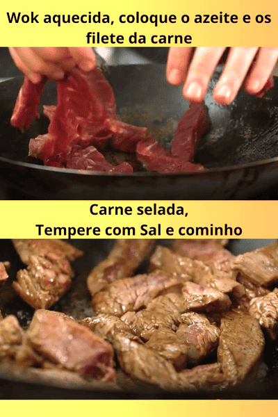 Imagem mostrando ponto da carne, antes de acrescentar o caldo.