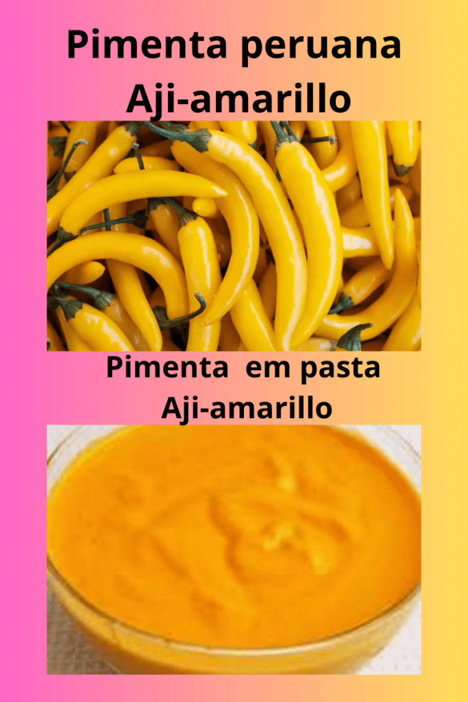 Imagem, de pimenta peruana, Áji-Marillo, e também, pimenta em pasta.